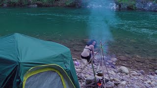 Solo Overnight Camp next to the Stream - Susu Vlog version