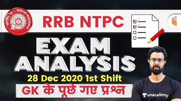 RRB NTPC Exam Analysis (28 Dec 2020, Shift-1st) | GK Asked Questions by Bhunesh Sharma