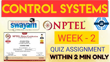 Control systems Week 2 Quiz Answers Solutions 2022 | NPTEL 2022 | SWAYAM 2022