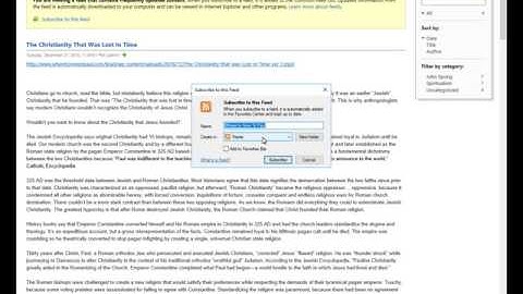 RSS Setup with Internet Explorer