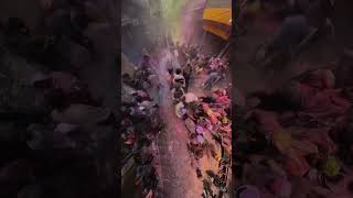 Holi Festival street party in Mathura, India #holi #mathura