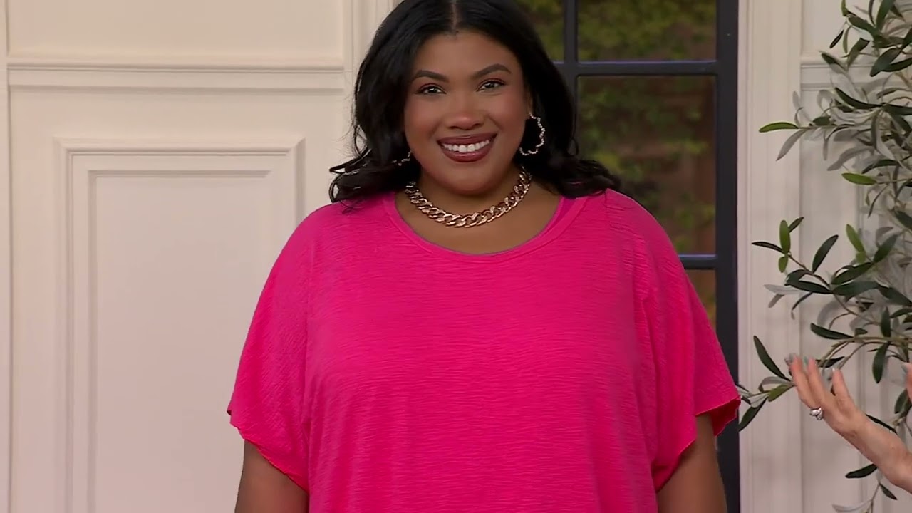 トップス THEREDTHREAD knot hem logo tops LOGO by Lori Goldstein 100% Cotton Ruched Hem Top on QVC - YouTube