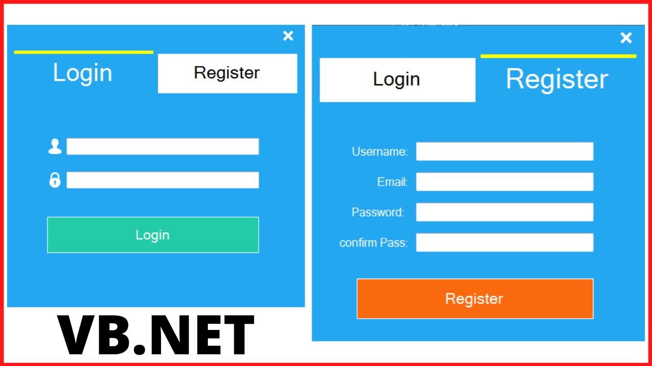 VB Net How To Design A Login And Register Form In One Window With