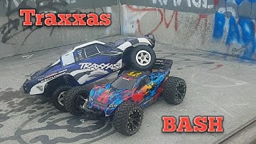 Traxxas Rustler 4x4 VXL and Slash 2wd : skate park bash