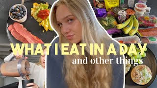 WHAT I EAT IN A DAY FOR HAPPINESS: Intuitive eating, balanced living, trader joes haul (VLOG)