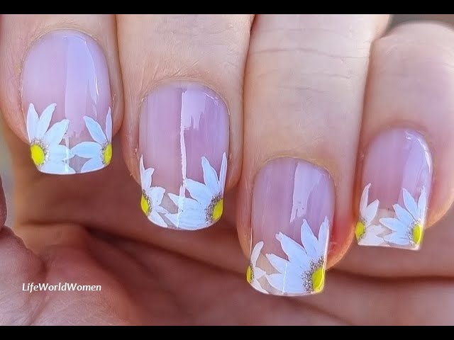 Spring Nail Idea: French Tips With Flowers -  Fashion Blog