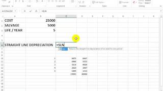 Advanced excel in hindi Lecture 44 STRAIGHT LINE DEPRECIATION