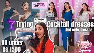 Trying cocktail dresses from amazon all under 1500 women's day special amazon western wear dress