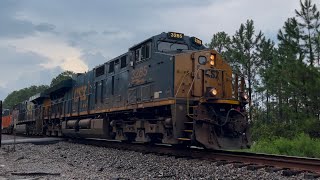 CSX 3285 Leads Long Slow Moving CSX I143-21 SB Intermodal Train Outside Waycross GA