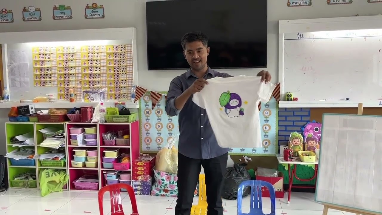 ทำเสื้อองุ่นแฟนซีด้วยสีอะคริลิค #projectapproach #ไดโนน้อย #โครงการองุ่นแฟนซี 