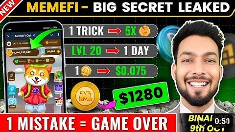 MEME COIN LISTING DATE 9 OCT CONFORM DATE | MEMEFI 1 TOKEN =1$ ? | BINANCE LISTING PRICE 1$ 😱😱😱 |