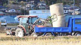 稲わらロールの回収作業（一人でやる）＠宮城県岩沼市