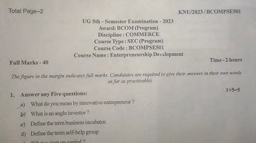 ENTREPRENEURSHIP DEVELOPMENT QUESTIONS 2023 5th semester kazi nazrul university #knu #qustions