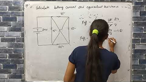 calculate battery current and equivalent resistance of the network shown in the figure
