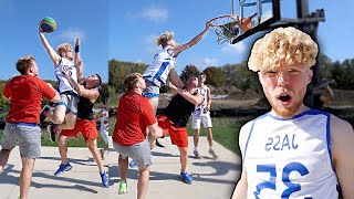 I DUNKED ON HIM BAD... 2v2 Mini Hoop Backyard Basketball Tournament!