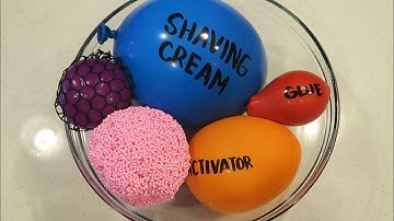 Making Slime With Play Foam, Slime Mesh balls, & Balloons !