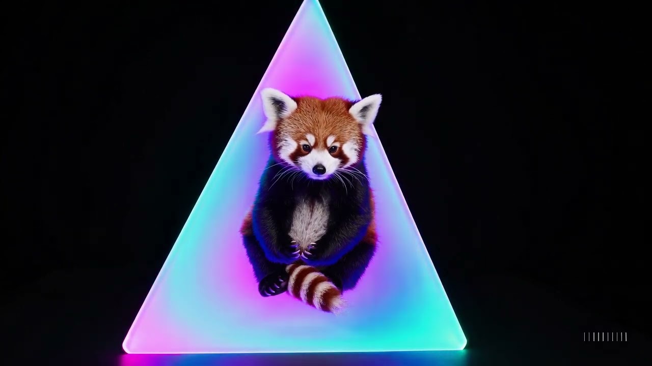 Red Panda Meets Neon Pyramid