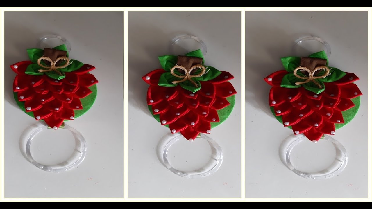 PORTA PANO DE PRATO MORANGO DE PÉTALAS DE FUXICOS