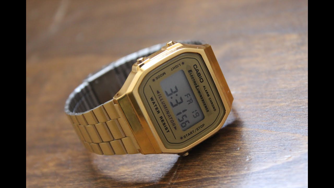 Casio A168WG Retro Vintage A168WG-9VT Gold Tone Stainless Steel Illuminator  Watch 