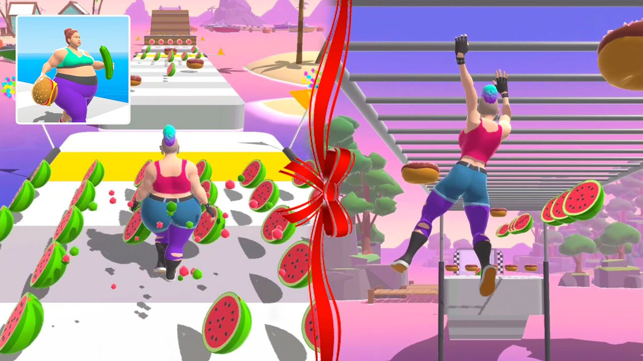 Fat 2 Fit!  Rush 🍔🤑🍗 All Levels Gameplay Android,iso Mobile Games