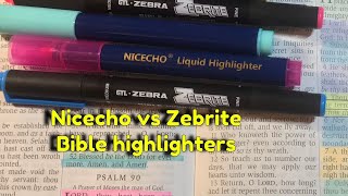 Bible highlighter For thin Bible paper | zebrite vs nicecho