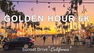 Driving Pasadena to Venice Beach Golden Hour Sunset Drive Downtown LA Santa Monica Pier Venice Beach