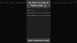 Now you won't need a website to convert mp4 to mp3 file 😎 3 lines are enough  #shorts #python screenshot 3