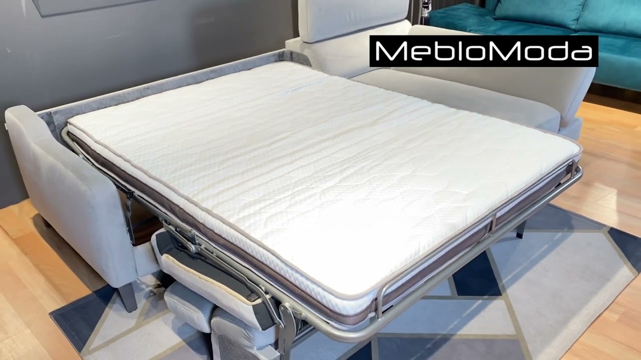 Narożnik Tulipano z funkcja spania, stelaż włoski z materacem, pojemnik