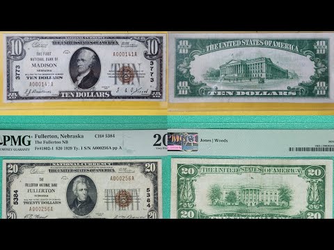   화폐 미국 달러 1929년 10달러 20달러 브라운실 A000 A United States Dollar 1929 10dollar 20dollar