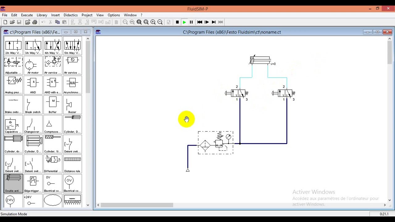 Commande d'un verin double effet par deux distributeurs 3/2 (systeme
