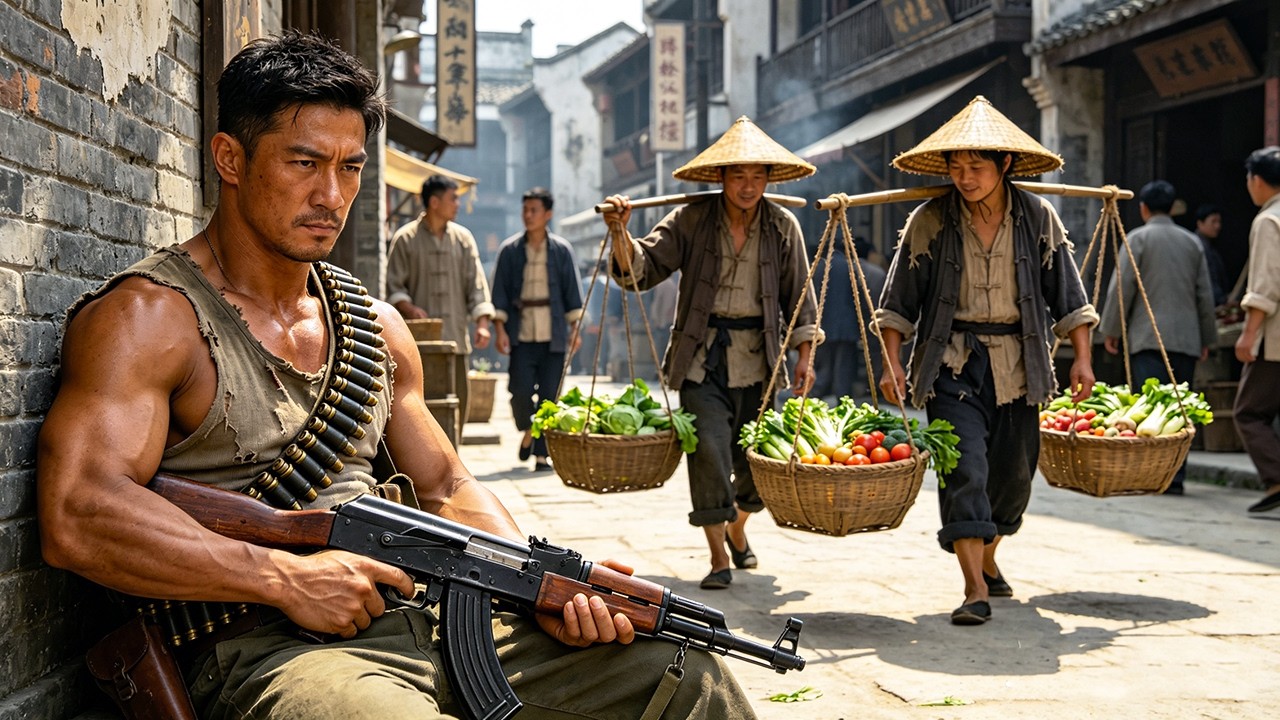 Japanese killer disguised as a vendor tries a sneak attack but