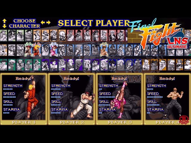 Final Fight X Street Fighter (4 Players) Co-op Gameplay -  Ken/Ryu/Chun-Li/Fei Long [1080p 60fps] 