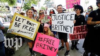 Fans gather outside Britney Spears conservatorship hearing in Los Angeles (FULL - 7/14)