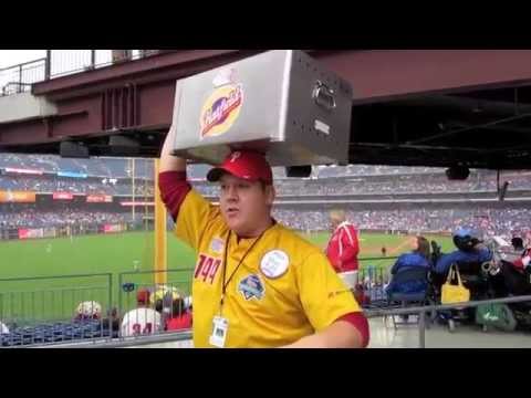 hot dog vendor at baseball game