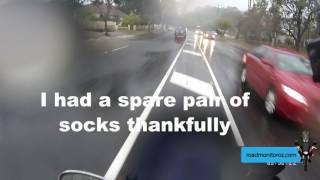 Pull outs, jamming on brakes and flood crossing - Helmetcam