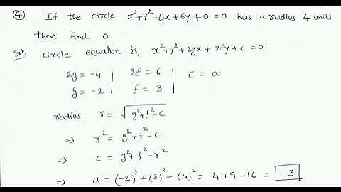 if the circle x^2+y^2-4x+6y+a=0 has a radius 4 units then find a?