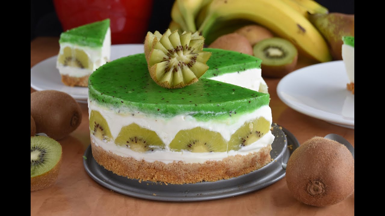 Tarta de yogur y kiwi sin horno