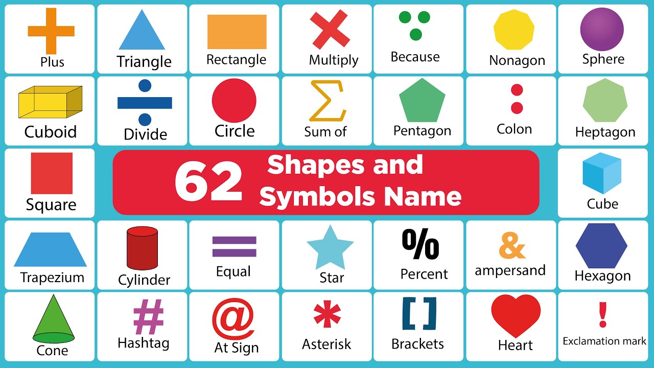 62 Shapes And Symbols Name with Picture II Basic Shape II Symbol Name ...