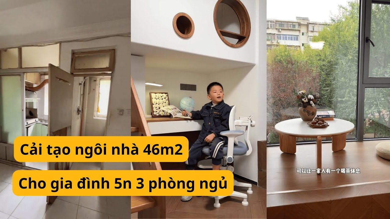 Cải tạo căn nhà cũ 46m2 3 phòng ngủ cho 5 người, Tối ưu không gian tuyệt vời cho nhà nhỏ