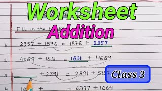 Class 3 Maths Addition worksheet | #addition #worksheet
