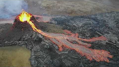 Iceland Geldingadalir Volcano Eruption by drone 4K