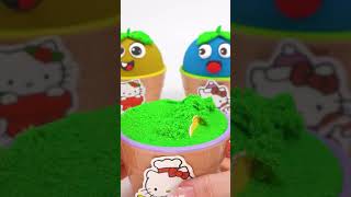 Kinetic Sand Kitty Green Ice Cream Cup Surprise Toy💚 #shorts #kineticsand #asmr #diy
