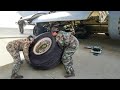 Hypnotic Process of Emergency Tyre Replacement on Massive US C-17