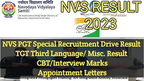 NVS Final Result 2023।NVS PGT PGT special/ TGT Third Language/ Misc. Result।Marks।Appointment Letter