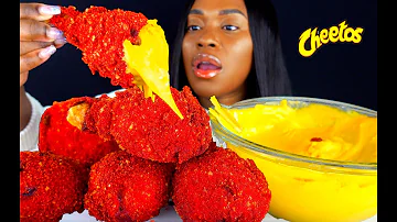 MUKBANG CHEESY 2X SPICY NUCLEAR FIRE FRIED CHICKEN HOT CHEETOS | ASMR EATING | ASMR FOOD | CHALLENGE