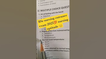 BSc nursing 🔥💯entrance 😊 exam 2025 nursing aptitude #trending #short video  #chandnimedico