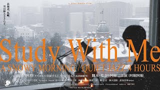 [มาอ่านหนังสือด้วยกัน]4-HOUR STUDY WITH ME / quiet jazz🎷+ fireplace / ❄️A Snowy Morning in Hokkaido