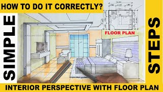HOW TO DRAW 1 POINT INTERIOR PERSPECTIVE.