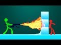 MELTING ICE WITH FLAMETHROWERS! (Stick Fight)