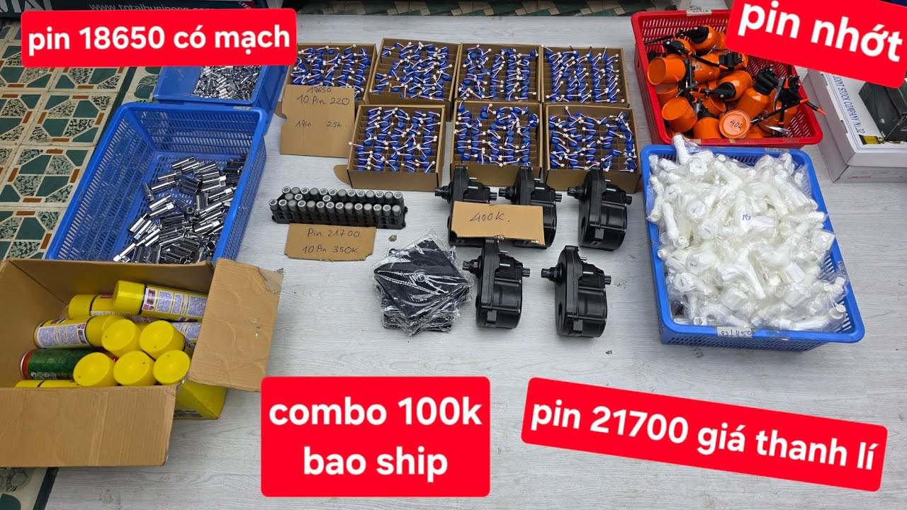 COMBO 100K BAO SHIP.PIN CÁC LOẠI GIÁ RẺ 21700.18650.MOTO XE TRỢ LỰC GIÁ THANH LÝ 0378539922
